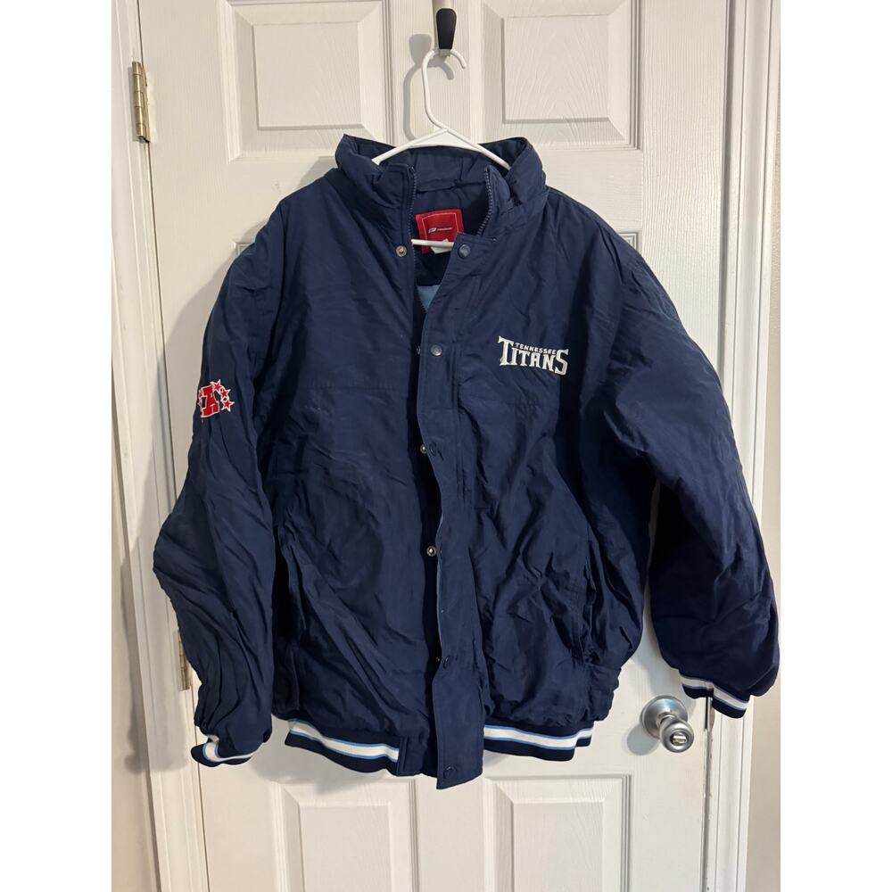 Vintage Reebok Tennessee Titans Puffer Jacket Large NFL Sideline Big Logo